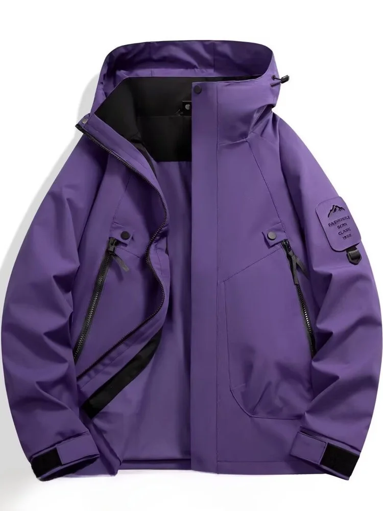 سترة خارجية صلبة للرجال والنساء والشباب للتسلق، طقم من قطعتين مقاوم للماء والرياح، مصنوع من ألياف البوليستر بأكمام طويلة وغطا...