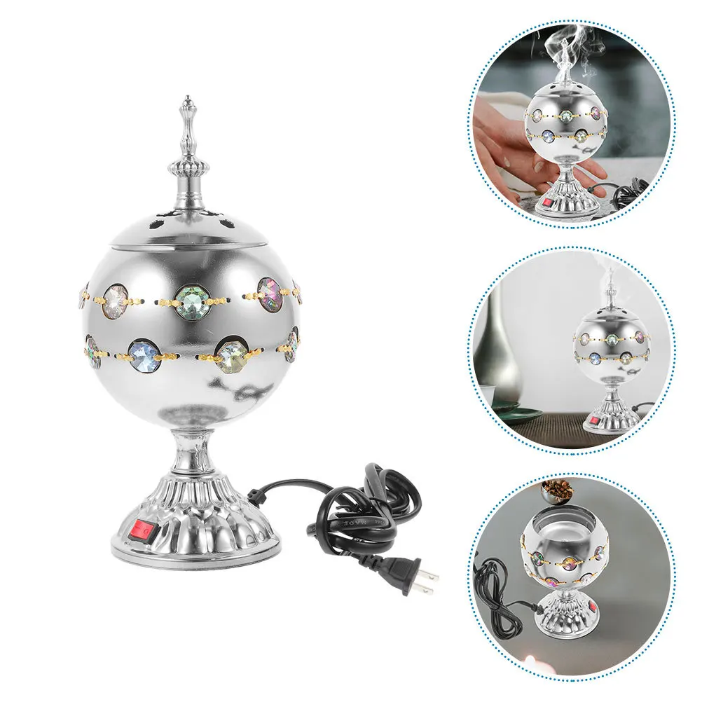 

Electric Incense Burner Iron Vintage Plug-In Aroma Therapy Home Decor Table Ornament Portable Censer Holder Retro Stove Us