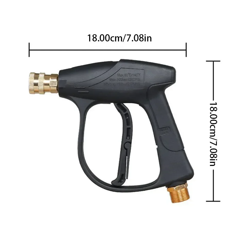 Quick-Connect 150Bar High Pressure Car Wash Gun, Aluminum Core with 5 Fan Nozzles