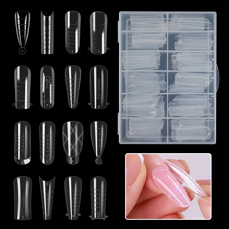 120pcs Dual Forms Nails Poly Building Gel Mold Nail Form Extension Builder UV Gel Fake Nail Tips Manicure Mold False Tips Tool