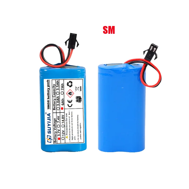 3.7V 6000mAh 18650 1S2P Li-ion Battery Pack XH2.54 SM Plug – for LED Light/Toy/Beauty Salon/Power Tool