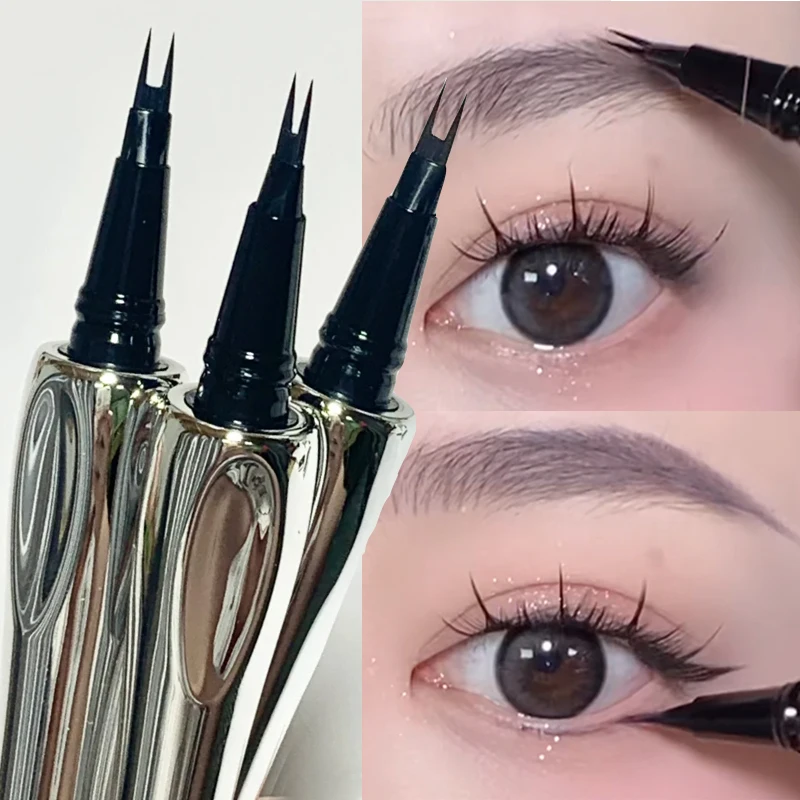 Ultra-fine 2 Points Eyebrow Pencil Lasting Easy To Grips Eyebrow Tattoo Waterproof Liquid Lying Silkworm Brow Pen Korean Makeup