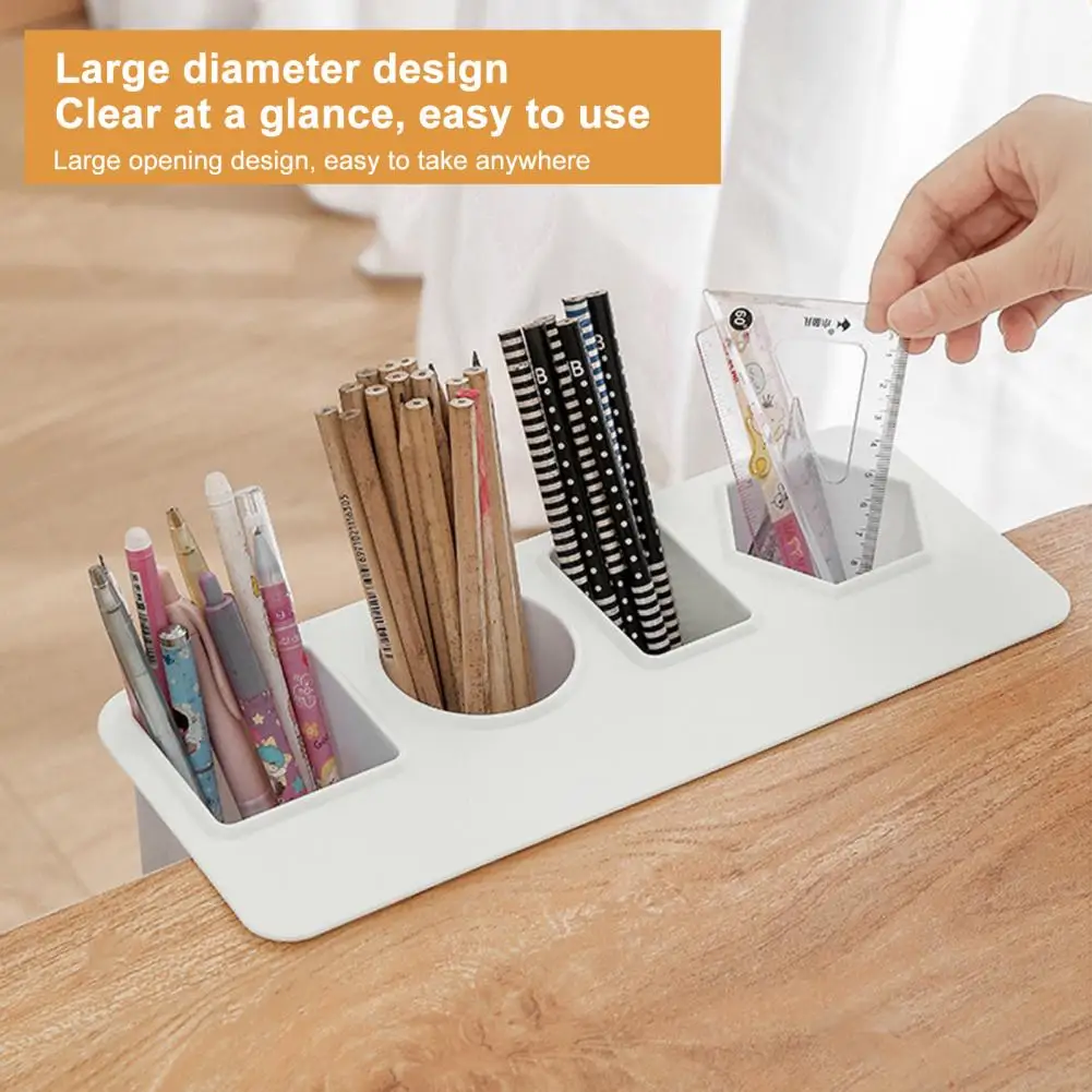 4 Compartments Pen Pot Extra Large Capacity Deskside Pen Holder Minimalist Multi-functional Office Supplies Storage Container