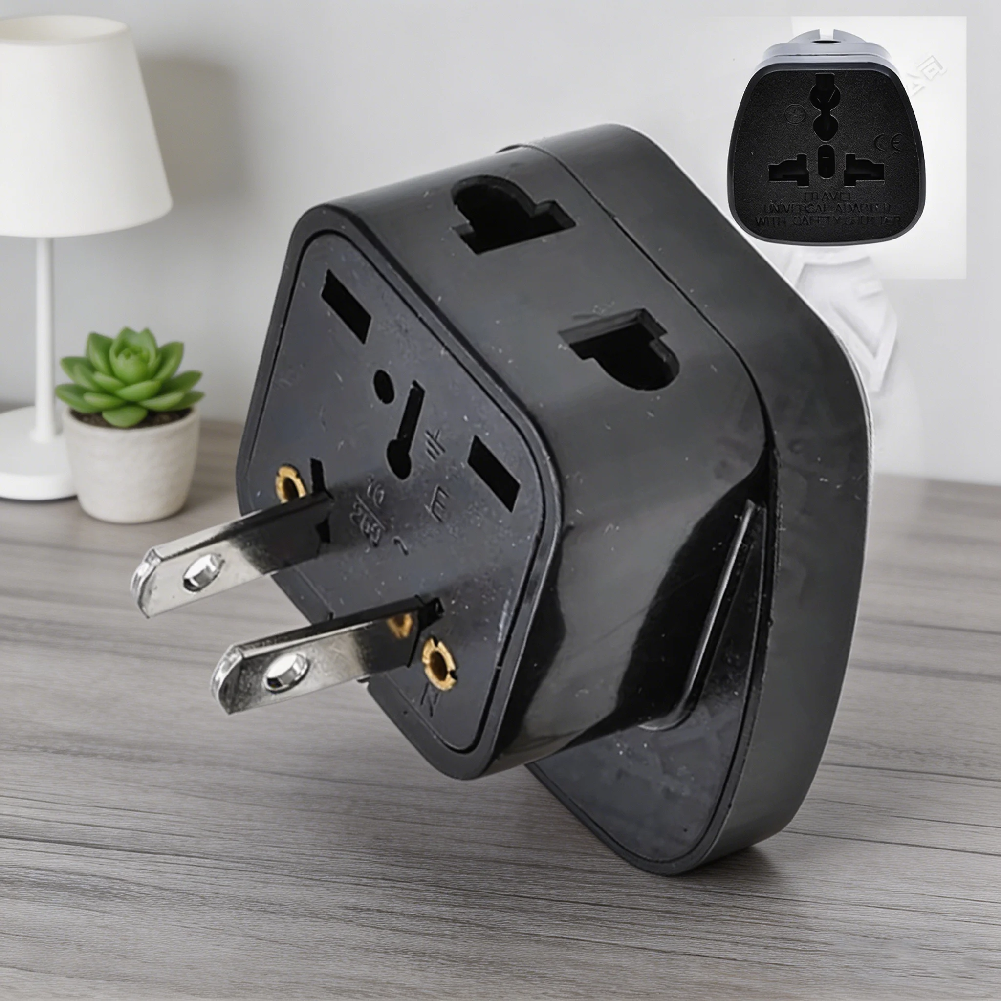 US UK AU EU to America Conveter with Safety Shutter Electrical Power two flat pin Plug Type L 1 to 2 travel Thailand,Japan