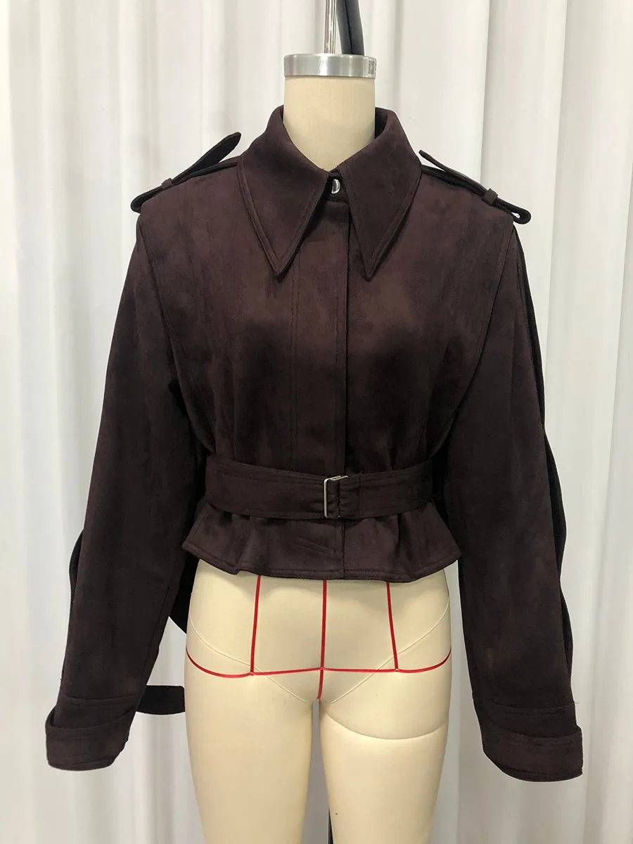 TWOTWINSTYLE الصلبة تقسم الدانتيل يصل السترات للنساء التلبيب طويلة الأكمام تونك موضة قصيرة Vintage سترة الإناث الخريف الملابس #3