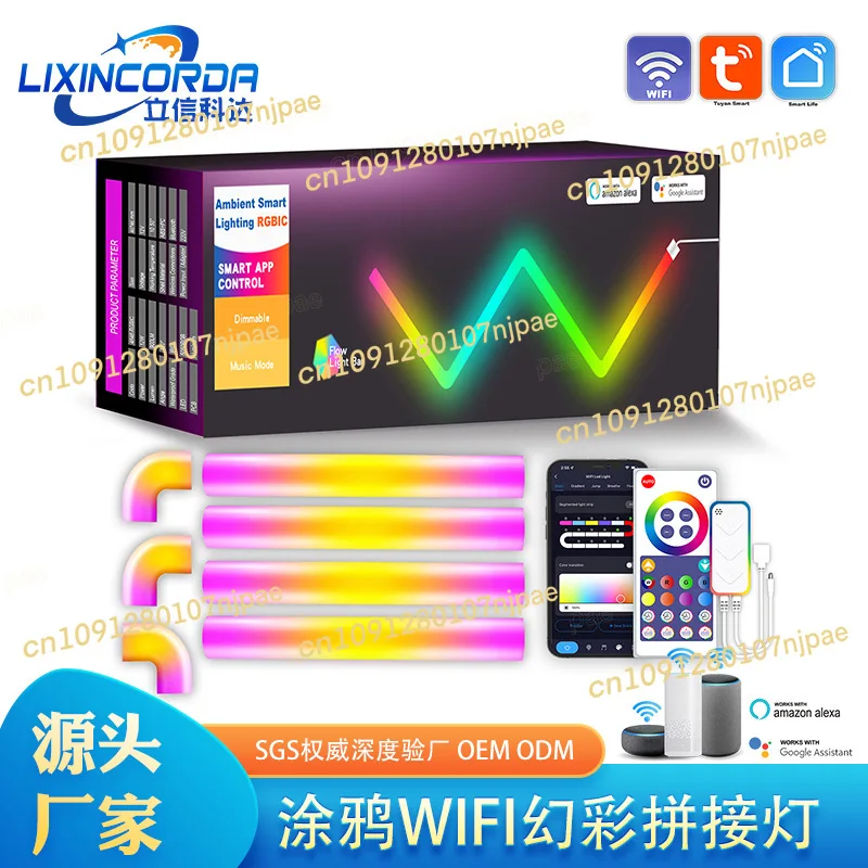 

Новый настенный светильник RGBIC с дистанционным управлением, украшение интерьера изголовья кровати, интеллектуальный светильник Tuya Creative Network, красный свет