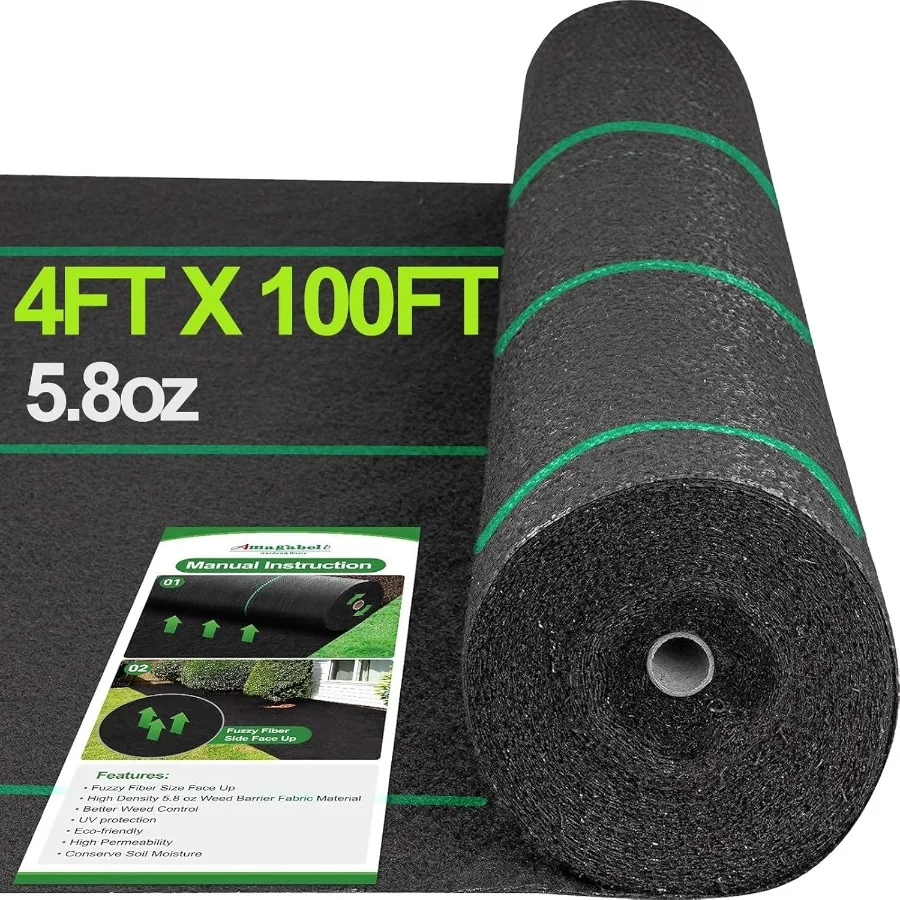 

AMAGABELI GARDEN and HOME 5.8oz 4ft x 100ft Weed Barrier Landscape Fabric Heavy Duty Ground Cover Weed Cloth Geotextile Fabric