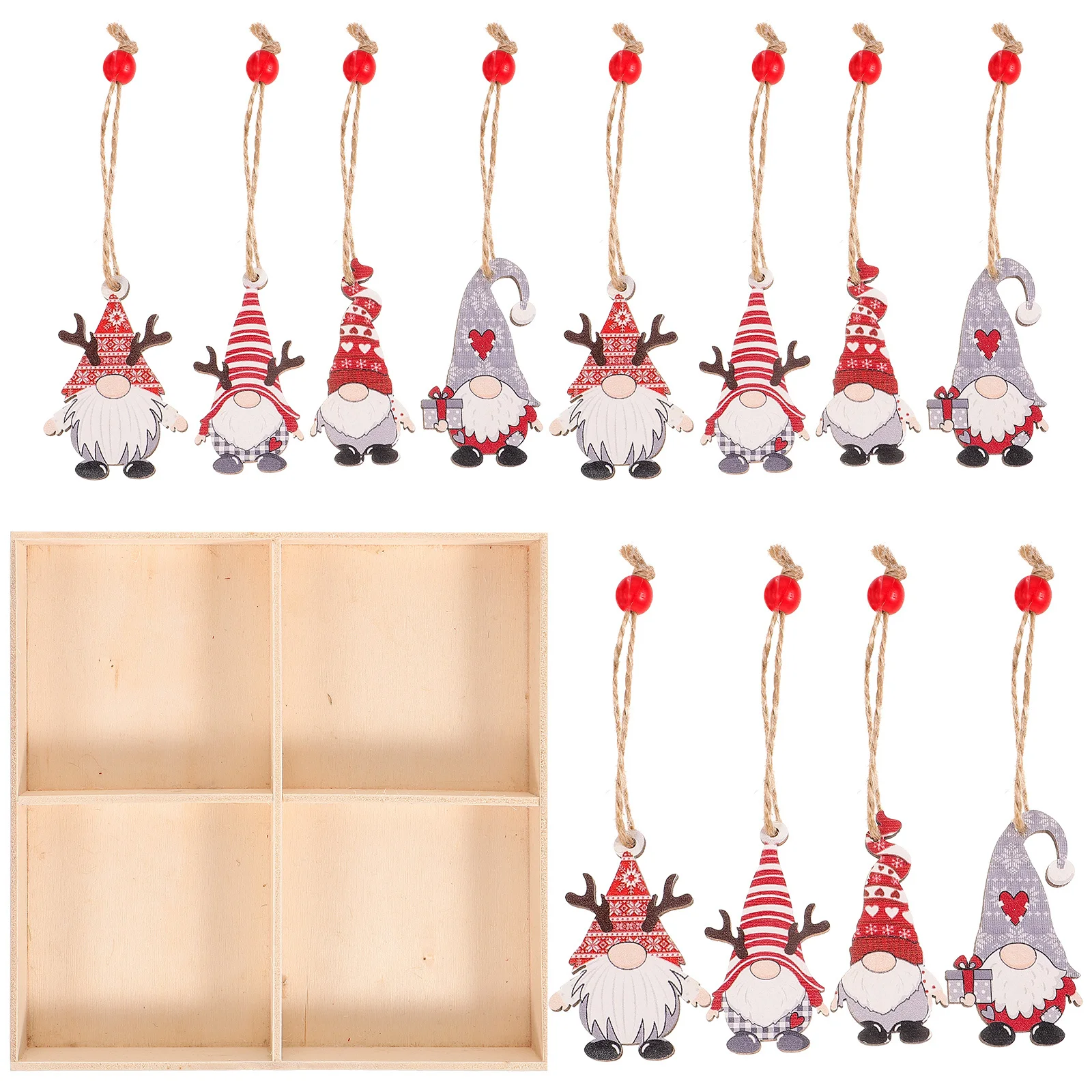 

12Pcs Christmas Wood Ornaments Exquisite Craftsmanship Gnome Decorations Xmas Tree Scene Christmas Gnomes Gnome Decorations