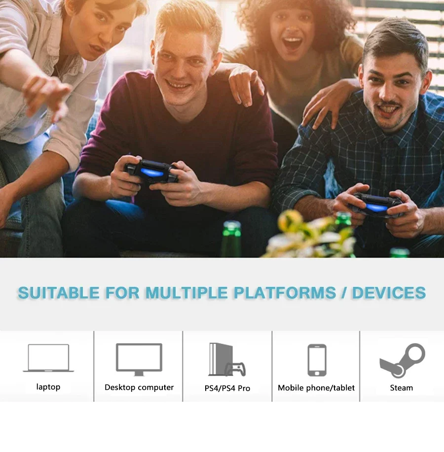 وحدة تحكم ألعاب لاسلكية لـ PS4/Slim/Pro لوحة ألعاب لاسلكية للكمبيوتر عصا تحكم مزدوجة الاهتزاز لمقبض سيارة IOS/Android Xiaomi BYD