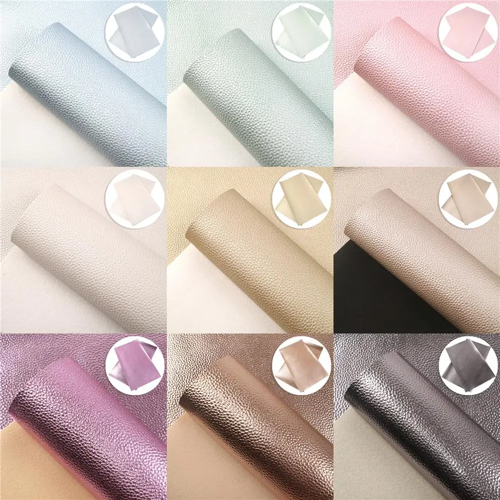 30*140cm Litchi GrainFaux Leather Sheets Pearl Metallic Solid Colors Faux Leatherette Synthetic Leather Sheets for Bows,1Yc24070