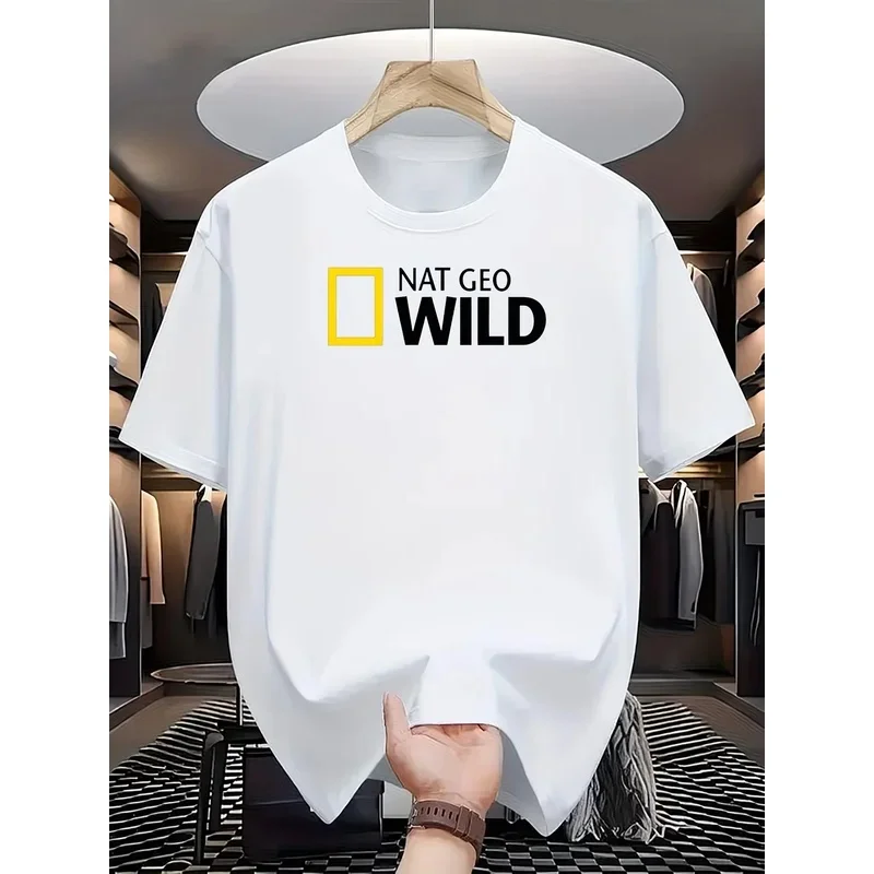 Summer men's casual loose fit large letter print round neck short sleeved T-shirt top High Street Unisex style