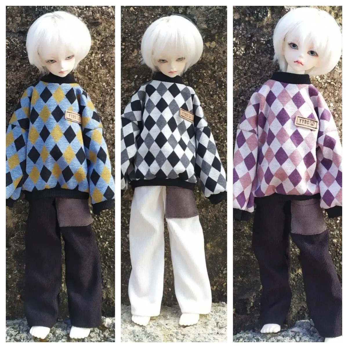 New 30/45/60cm Doll Clothes for 1/3 1/4 1/6 Bjd Doll Fashion Plaid Sweaters Diy Girl Toys Clothing Dress Up Doll Accessories