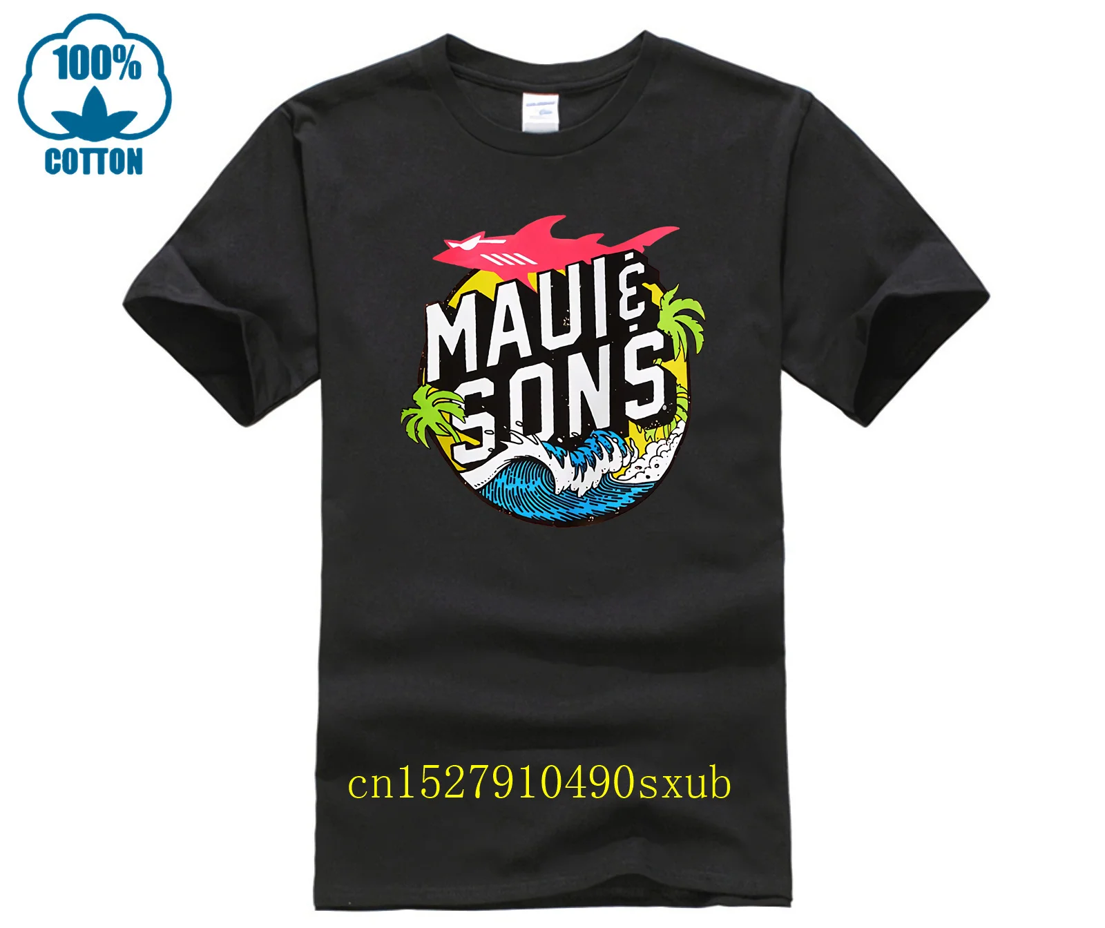 Maui And Sons 2023 Shark Logo T Shirt For Men Limitied Edition Unisex Brand T-shirt Cotton Amazing Short Sleeve Tops