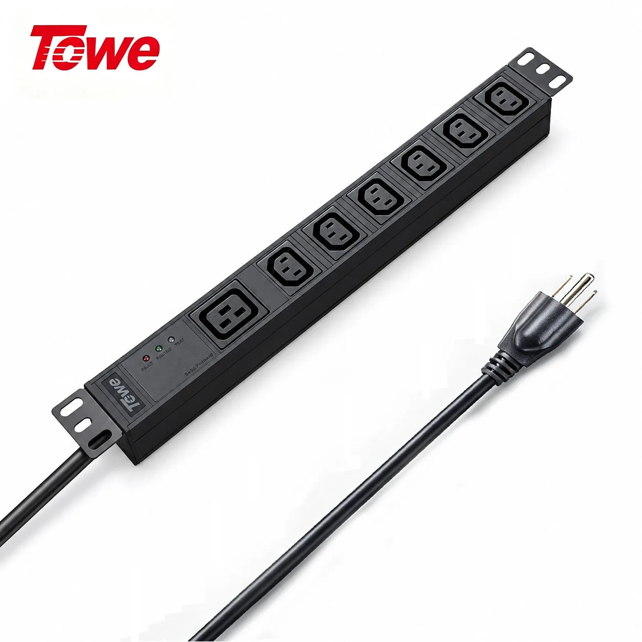 TOWE High Power Hybrid PDU 7 IEC C13 + 1 C19 Outlet Metal Rack Power Distribution Unit for AI Server Data Center