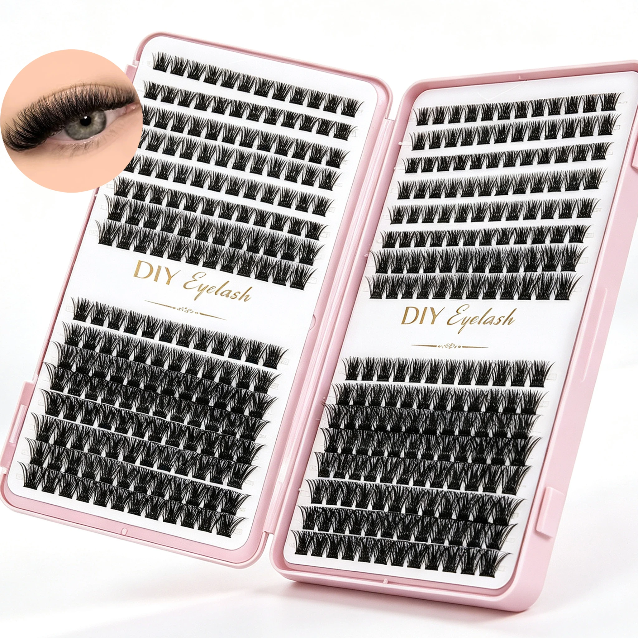 Wimpernbüschel Katzenwimpern Flauschige Einzelwimpernverlängerungen Voluminöse Flauschige Büschelwimpern DIY-Wimpern Make-up für Partys – Detail 2
