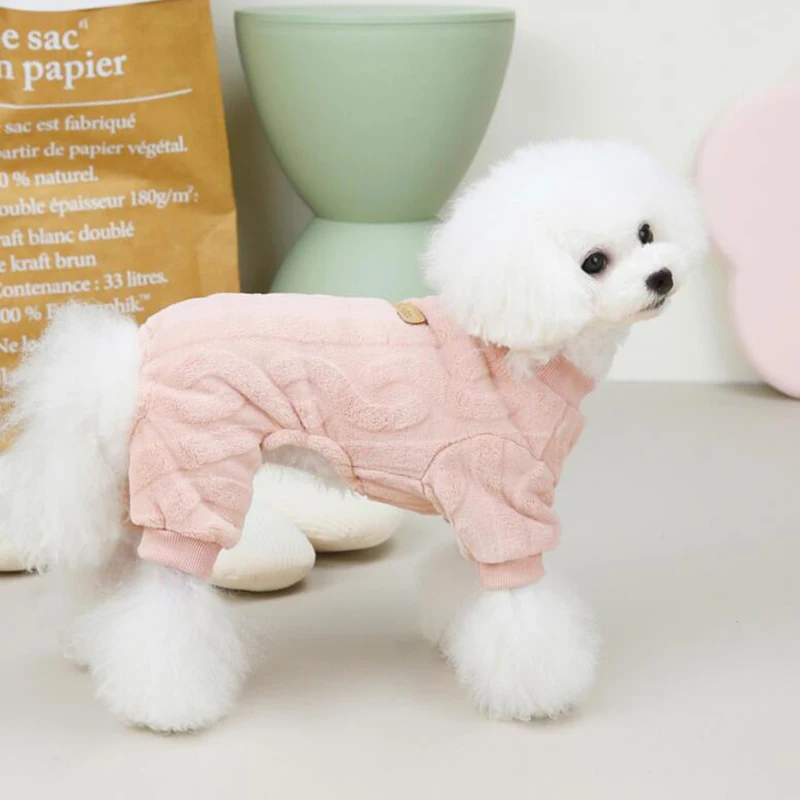 Macacão de lã quente Pijama para cães pequenos e médios, roupas para gatos, chihuahua, roupas Yorkie, casaco Shih Tzu, roupas Pug Poodle