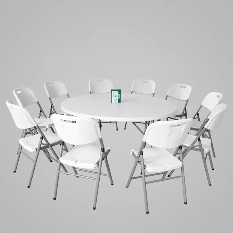 10 Seater Round Rectangle Plastic Foldable Party Table and Chairs for Rentals