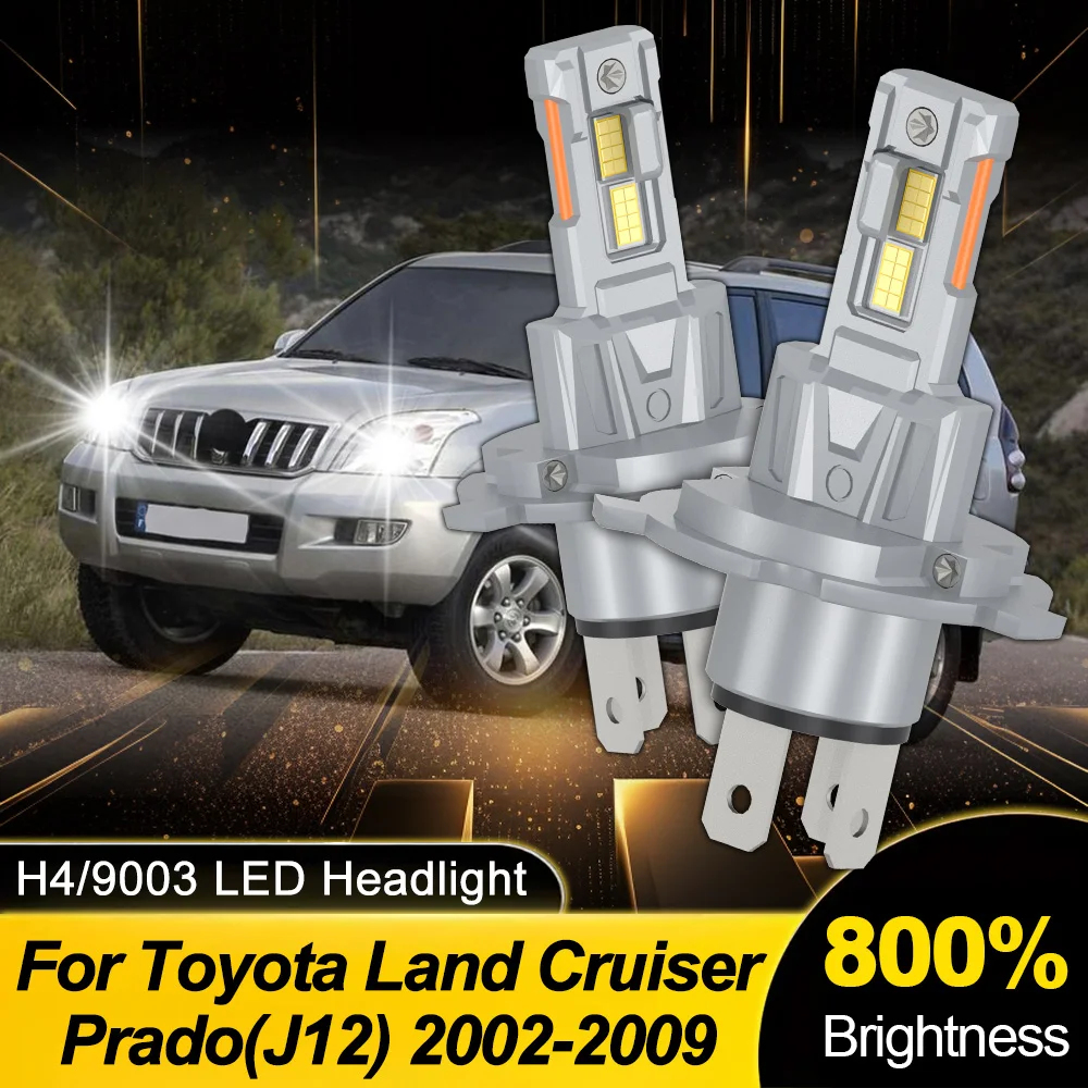 

2 шт. автомобильные фары для Toyota Land Cruiser Prado (J12) 2002-2009, сверхъяркие, 6000K, белые, H4 9003, светодиодные лампы для фар дальнего/ближнего света