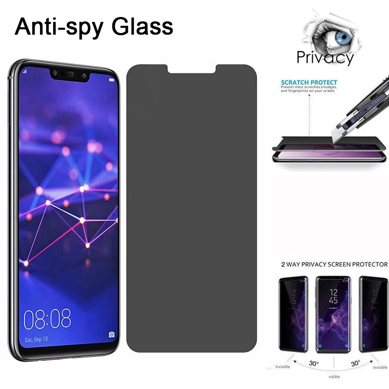 3D Privacy Tempered Glass For Huawei P9 P10 P20 P30 plus lite Protective Anti-spy Screen Protectors For Huawei P20 Pro P50 P50E