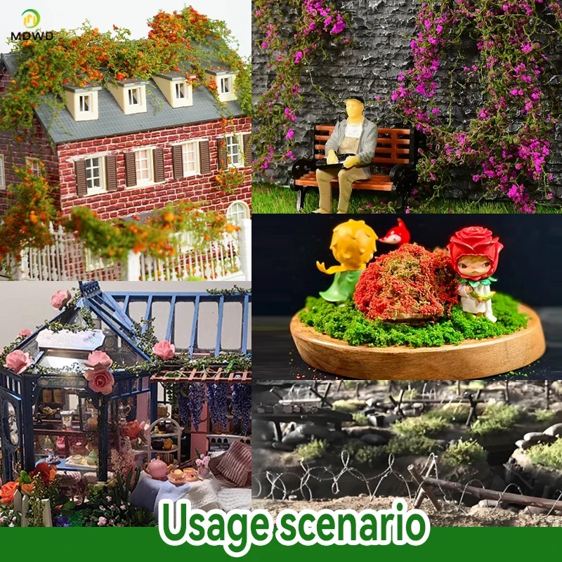 DIY Simulation Miniature Cotton Thread Vine Leaves Model Materials for Micro Landscape Wall Plants Layout Diorama Kits