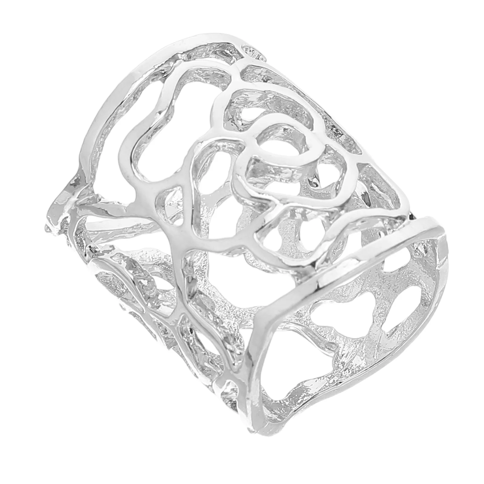 

Rose Scarf Buckle Hollow Out Filigree Gold Plated Ring Slide Tube Jewelry Accessory For Women Scarves Decoration