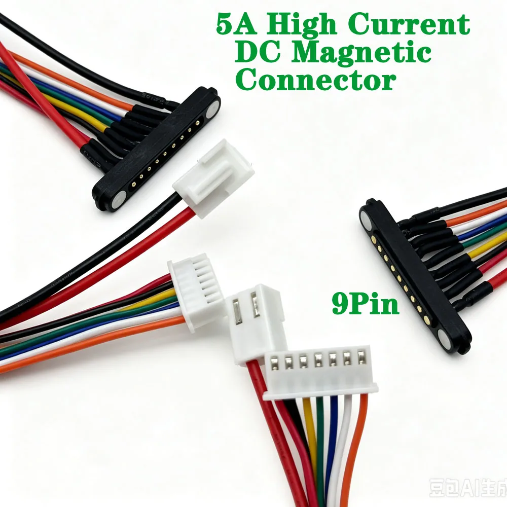4Sets 5A DC Magnetic Pogo Pin Connector 9Pin Pogopin Male Female Spacing 2.54MM 4.0mm Spring Loaded DC Power Socket
