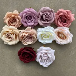 9cm-10cm/30pcs Large White Rose Artificial Silk Flower Heads DIY Wedding Decoration Wreath Scrapbooking Craft Fake Flowers