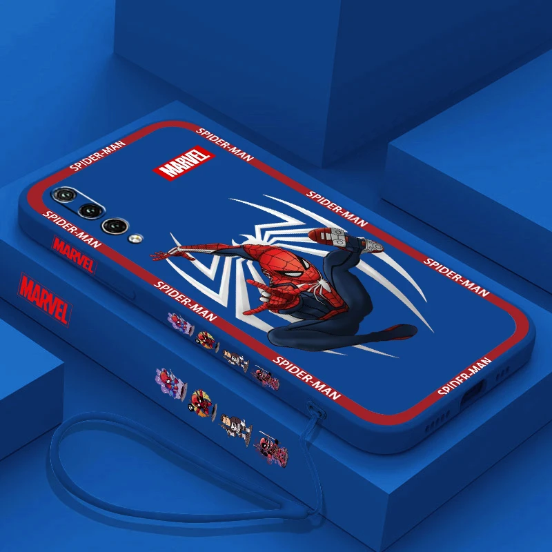 Marvel SpiderMan Avengers Hero For Huawei Y9S Y9A Y9 Y6 Nova Y70 9 8 P50 P40 P30 P20 Pro Lite E 5G Liquid Left Rope Phone Case