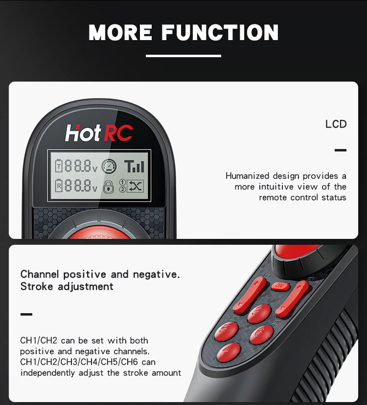 HOTRC DS-600 DS600 6-Kanal 2,4GHz Funksystem-Sender mit F-06A 1-6 Kanal Empfänger für RC-Boot Fernsteuerungssystem – Detail 9
