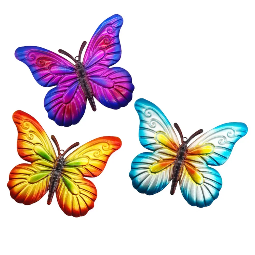 

Easy To Hang Garden Metallic Butterflies Hanging Wall Ornament Assorted Metallic Colors Beautiful Outdoor Decoration