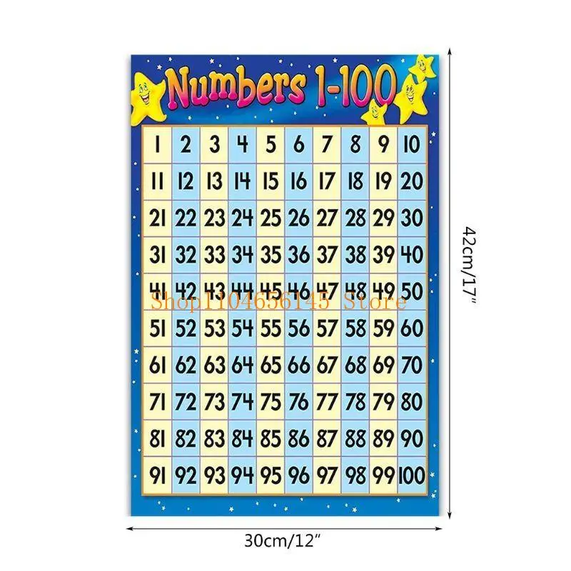 Educational Numbers 1-100 Poster Math Wall Chart Cloth for Toddlers Classroom Decorations Kindergarten Homeschool Supply