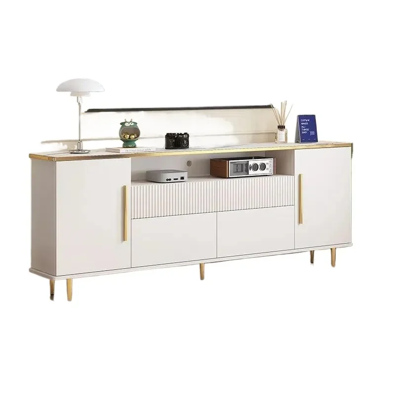 for Pure Solid Wood TV Cabinet Coffee Table Combination New Heightened Marble Pattern Internet Celebrity Light Luxury Ultra