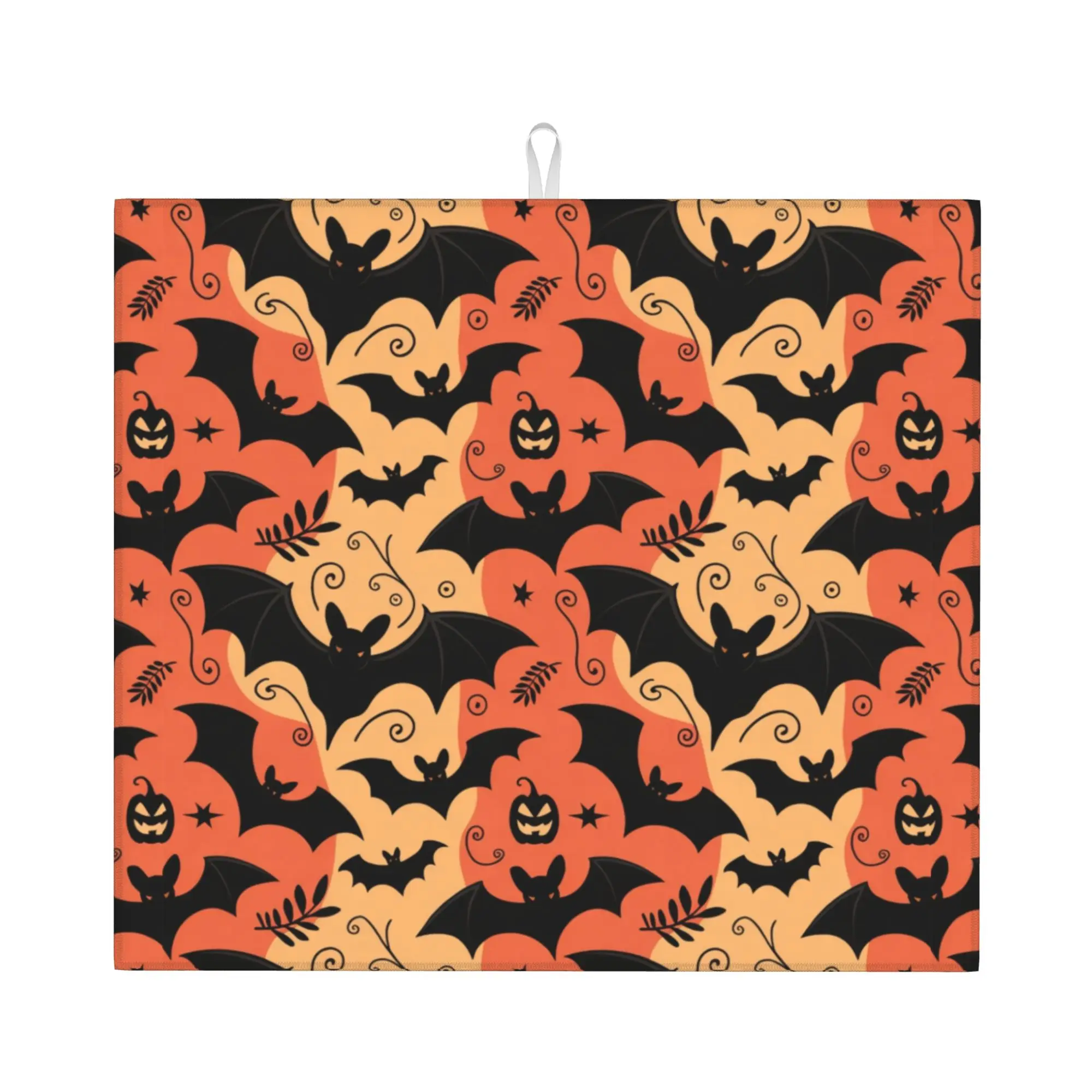 Bats Halloween Goth Occult Witch Non‑Slip Waterproof Absorbent Barware Tableware Oil Proof Bathroom Drying Mat For Kitchen