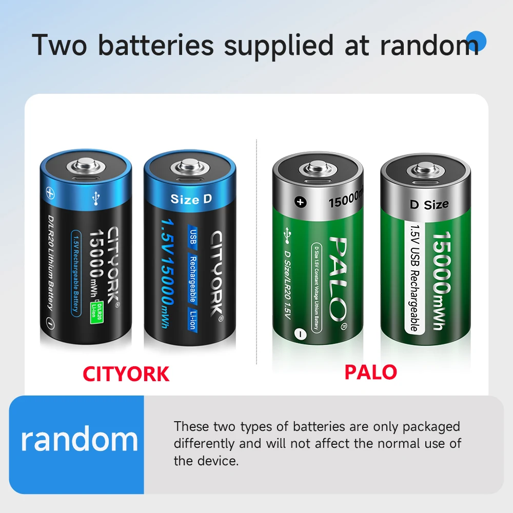 Palo 1-12 pces 1.5v d tamanho bateria recarregável tipo-c carregamento usb lr20 baterias de íon-lítio r20 bateria de lítio para aquecedor fogão a gás