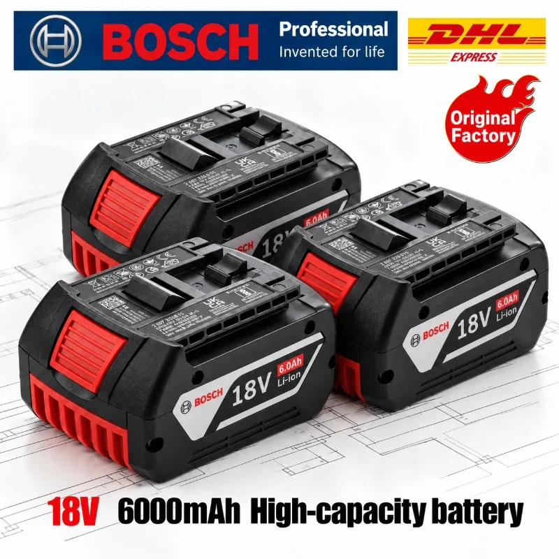 Genuine Bosch 18V 6.0Ah Battery BAT609 BAT609G Original Lithium-Ion Rechargeable Power Tool Battery