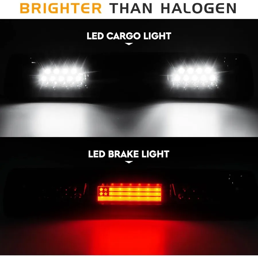 LED Tail Lights with Third Brake Light for Dodge Ram 1500 20022006 and Dodge Ram 2500 3500 20032006 3Piece Set with Chrome Hous