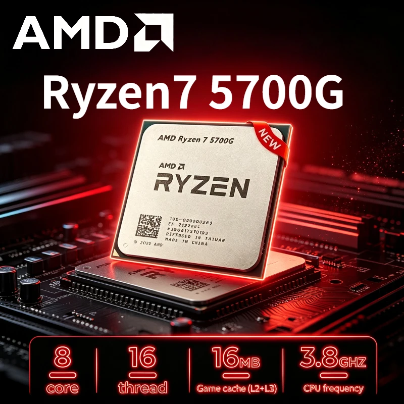 AMD Ryzen 7 5700G Socket AM4 16MB L3 Cache 4.6GHz 8-Core 16-Thread Processor New R7 5700G CPU Without Package New