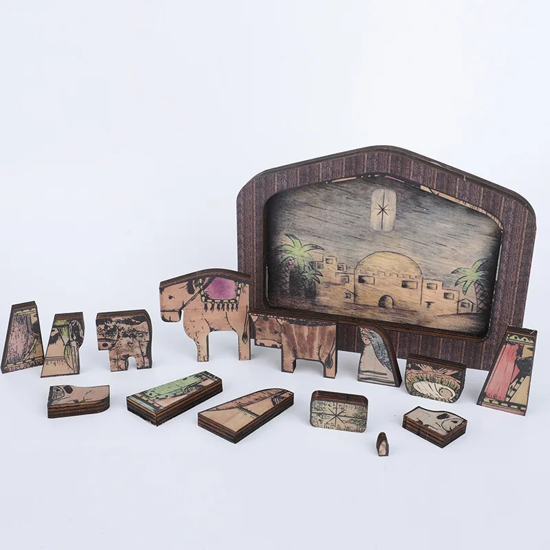 

Католический Иисус, домашний декор, деревянные иконы икона, колыбель, Рождественская церковная утварь, пазлы, статуэтка корреспондента, религиозная