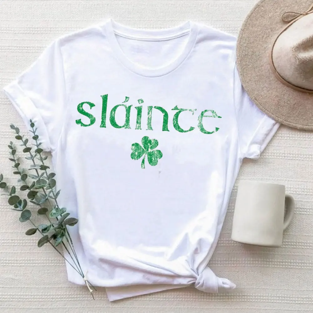 Retro Slainte Shirt Womens Shamrocks Tops St Patricks Day Clothes Cute Patricks Day Clothes Funny Irish Tees Y2k Top Aesthetic