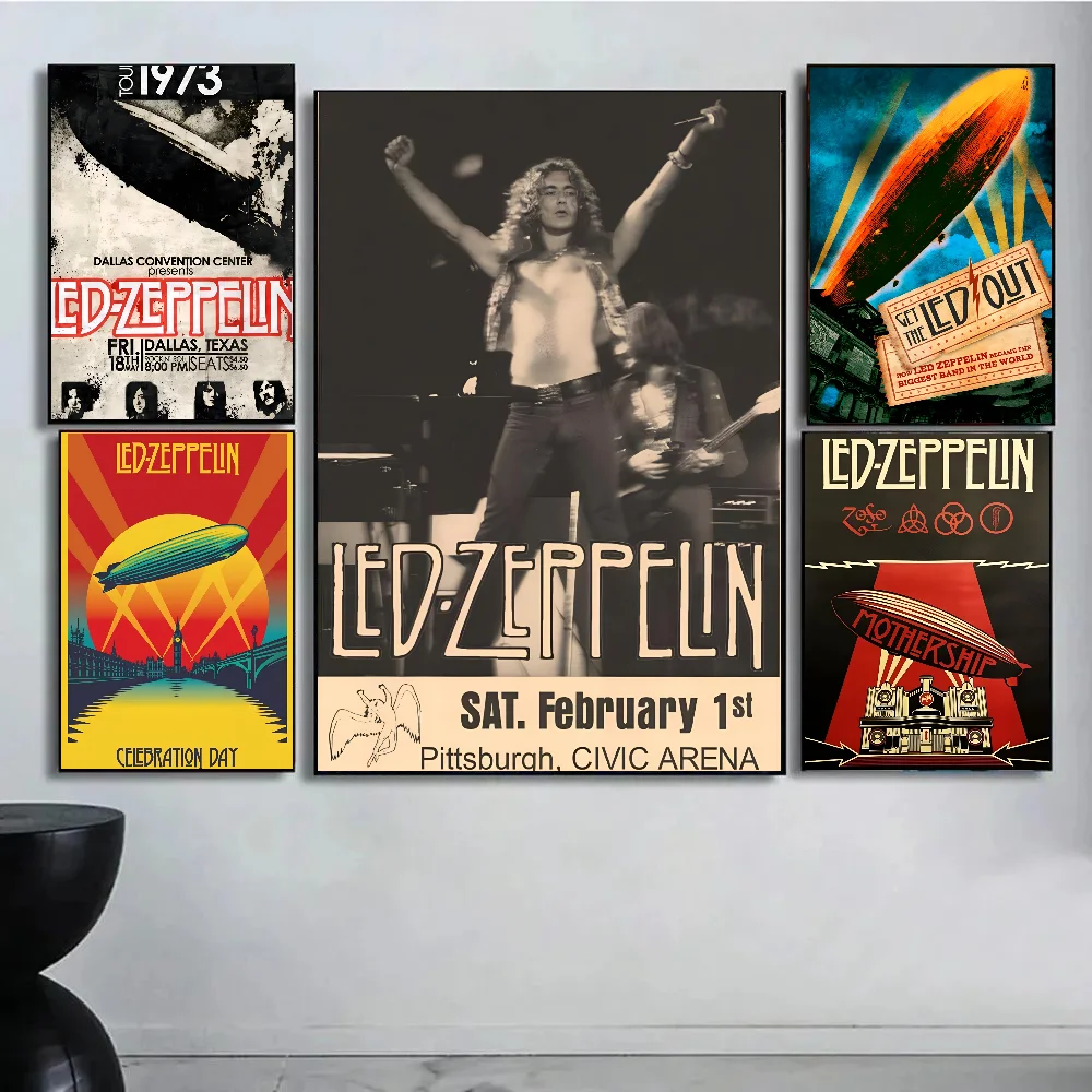 1PC Led Band Zeppelin Poster Paper Print Home Living Room Bedroom Entrance Bar Restaurant Cafe Art Painting Decoration