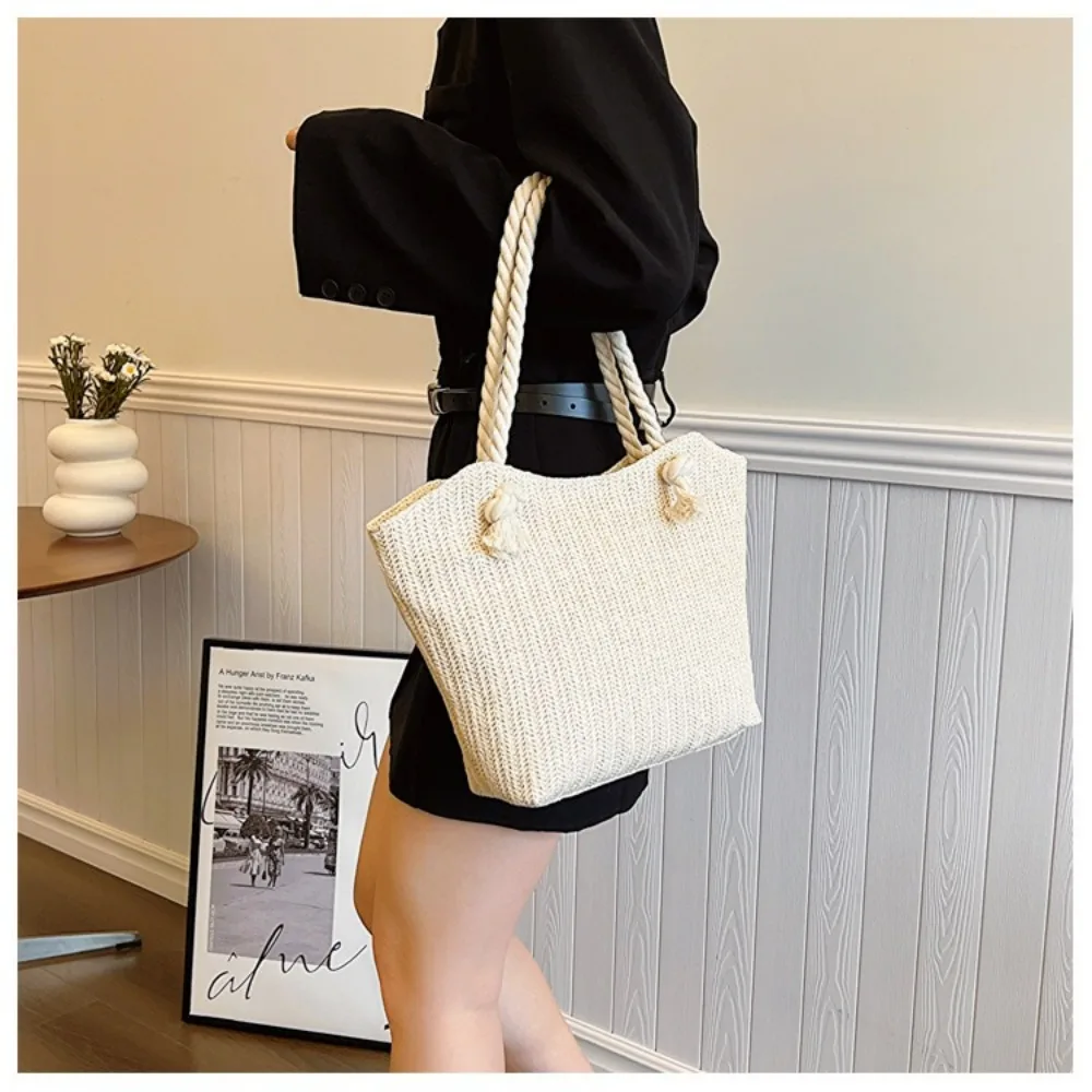 Neue Sommer-Strandtasche mit Großer Kapazität, Raffia Boho Schultertasche, Henkeltasche für Damen – Detail 12