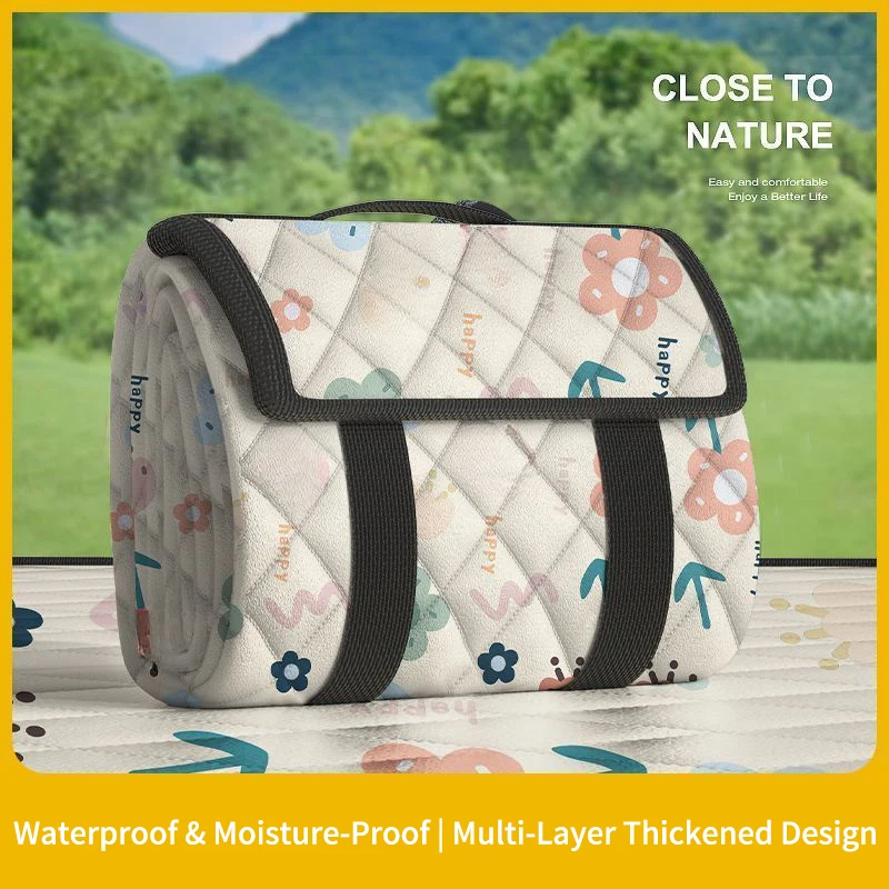

Outdoor extra large waterproof mat, Machine Washable 3-Layer Foldable Park Mat for Grass, Hiking, Travel, Concerts, Indoor