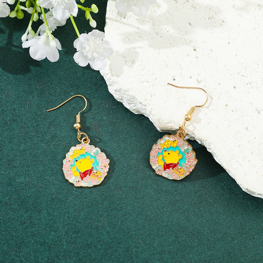 New Disney Cartoon Winnie the Pooh Earrings Youthful Vitality Campus Style Earrings Cute Girl Earrings Good Friend Gift