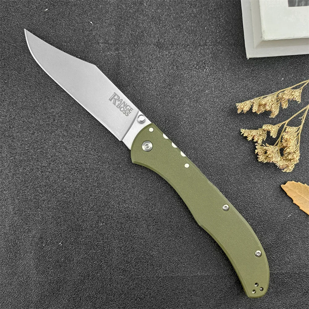 

Tactical Range Boss EDC Folder 440C Stonewashed Clip Point Blade GFN Handle Everyday Carry Outdoor Utility Hunting Camping Tools