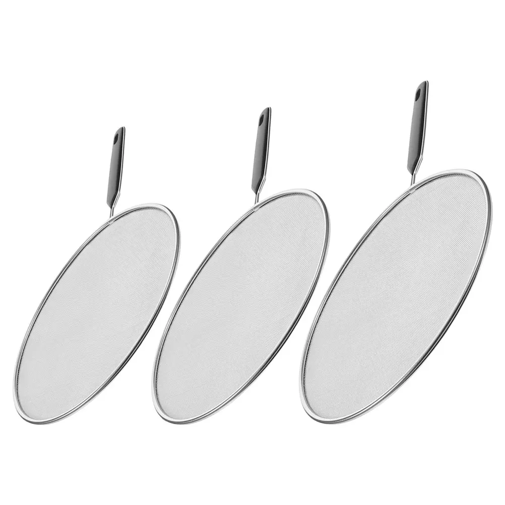 

3pcs Oilproof Mesh Lid Splatter Guard Net Stainless Steel Cooking Pan Screen Grease Protection Kitchen Bar Utensil