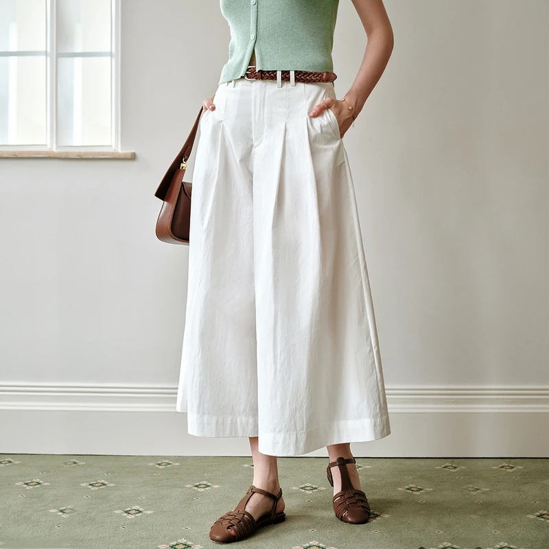 

OLrain 2025 New Summer Wide Leg Pants Women's White Sashes High Waist Palazzo Ladies Pants Office Wear Woman O57XK98839