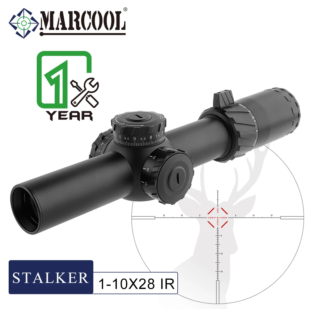 Marcool STALKER HD 1-10X28 Hunting Scope IR SFP LPVO Riflescope Tactical Scope Dia.34mm Optical Sight for Airsoft AR15 .223 .308