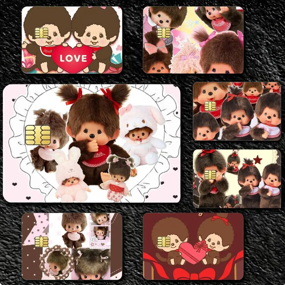 LOVELY M-MonchhichiS 4pcs 1Set Card Stickers Small Waterproof Chip 4PCS Card Sticker