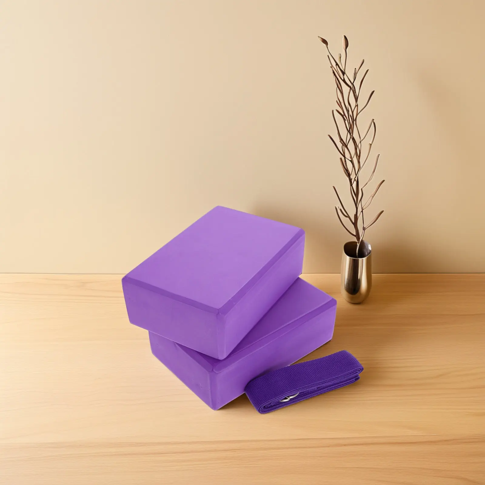 3Pcs Foam Yoga Bricks with Resistance Strap Yoga Balance Blocks for Flexibility Strength and Pilates Workout Balance Block