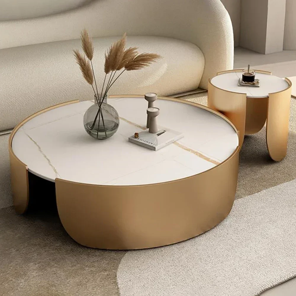 Round Luxury Coffee Tables Metal Low Patio Outdoor Hall Hotel Coffee Tables Center Entryway Muebles De La Sala Home Furniture